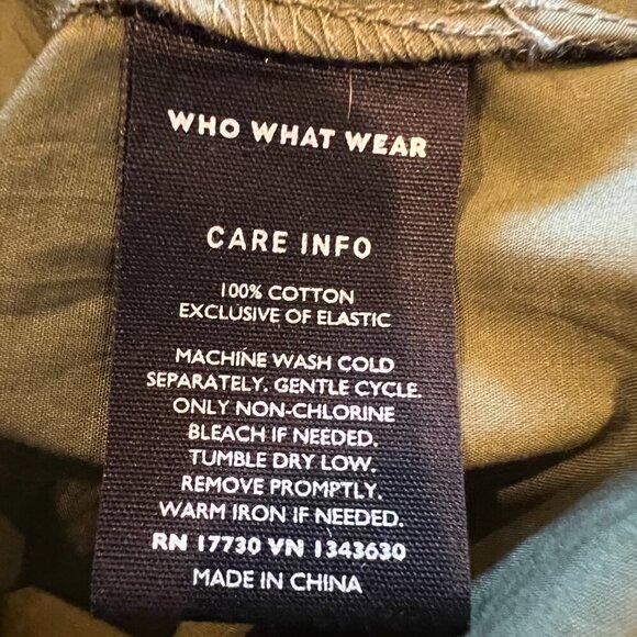 Who What Wear Olive Green Puff Short Sleeve‎ Cut Out Midi Dress Size Small - Picture 9 of 13